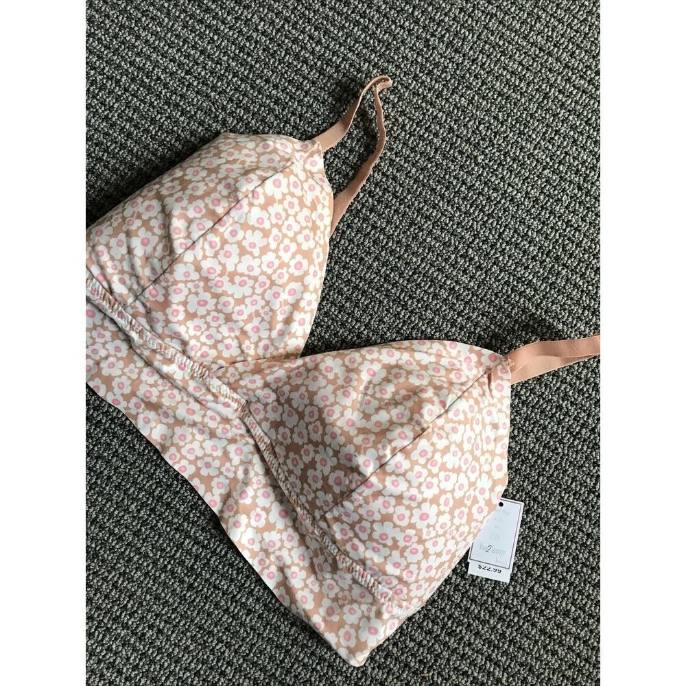 Live2lounge Bra Top 40DD NWT Pink White Floral Daisy Bralette Wireless Lounge